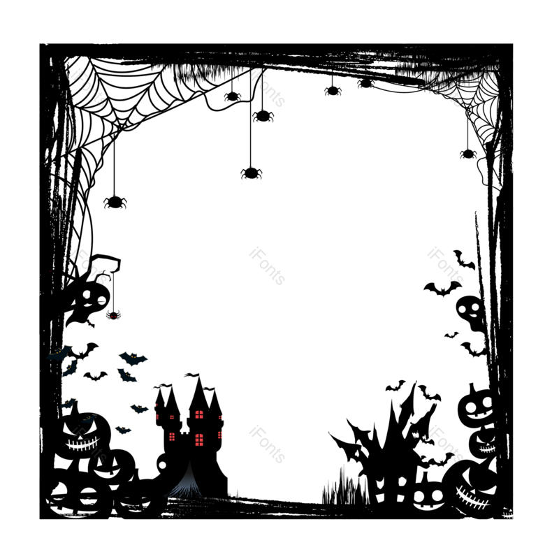 边框图片,插画元素,城堡PNG,南瓜免抠素材